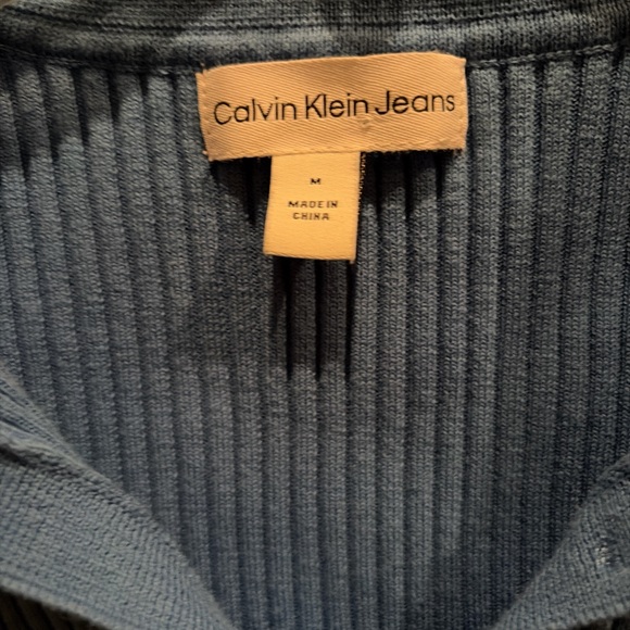 Blue Ribbed Calvin Klein Top - Picture 3 of 5